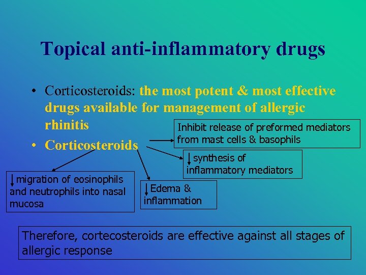Topical anti-inflammatory drugs • Corticosteroids: the most potent & most effective drugs available for