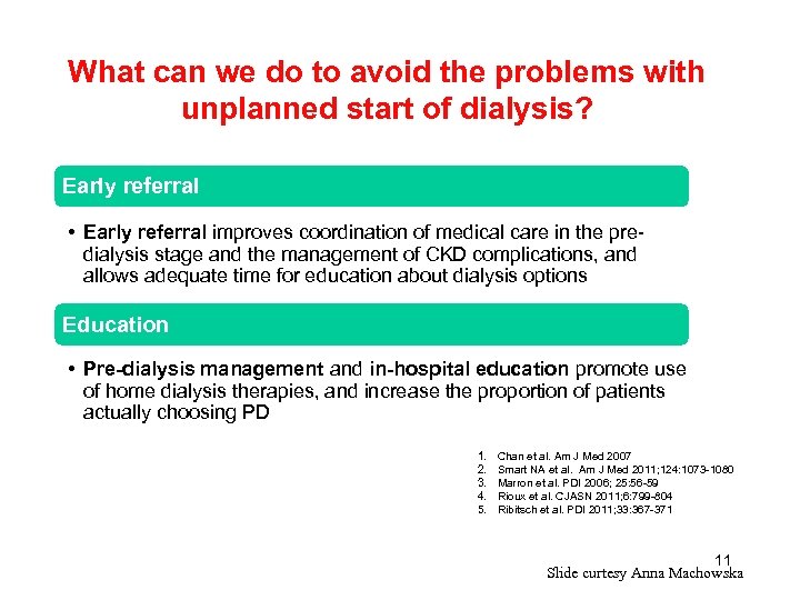 What can we do to avoid the problems with unplanned start of dialysis? Early
