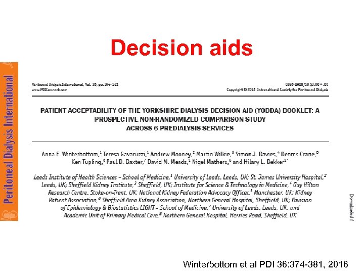Decision aids Winterbottom et al PDI 36: 374 -381, 2016 
