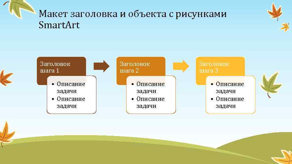 Макет заголовка и объекта с рисунками Smart. Art Заголовок шага 1 • Описание задачи