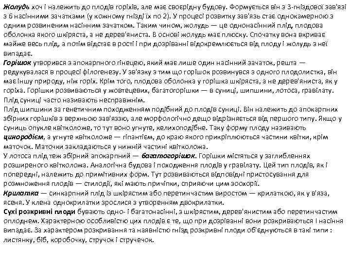 Жолудь хоч і належить до плодів горіхів, але має своєрідну будову. Формується він з