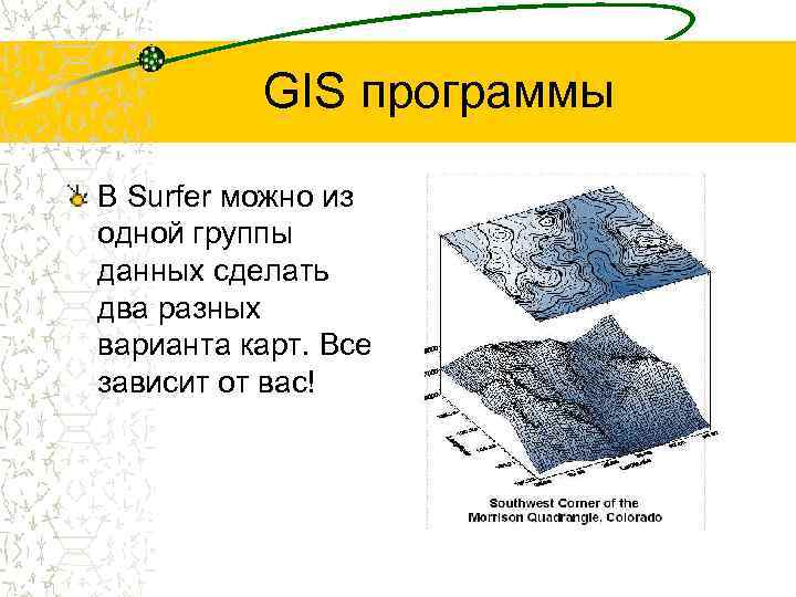 GIS программы В Surfer можно из одной группы данных сделать два разных варианта карт.