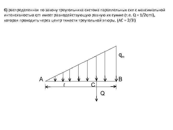 Распределение сил. Распределение силы по закону треугольника. Распределенная сила треугольник. Распределение сил в треугольнике. Силы распределенные по законы треугольника.