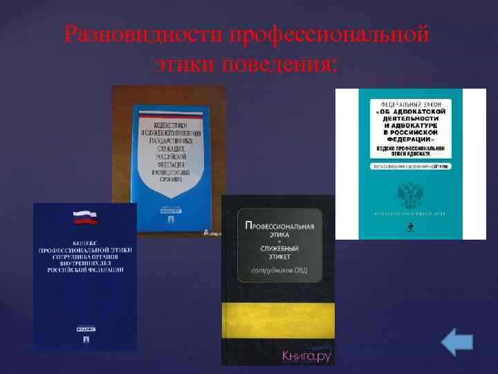 Разновидности профессиональной этики поведения: 