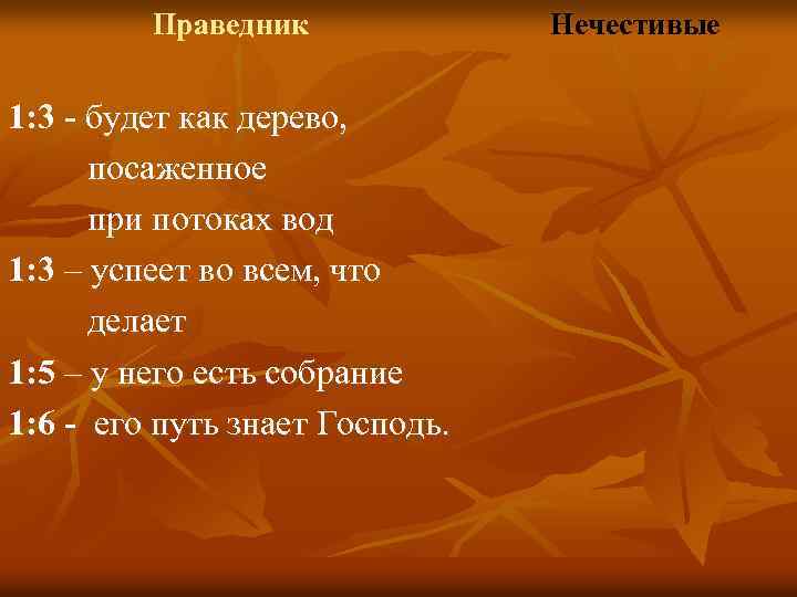 Праведник 1: 3 - будет как дерево, посаженное при потоках вод 1: 3 –