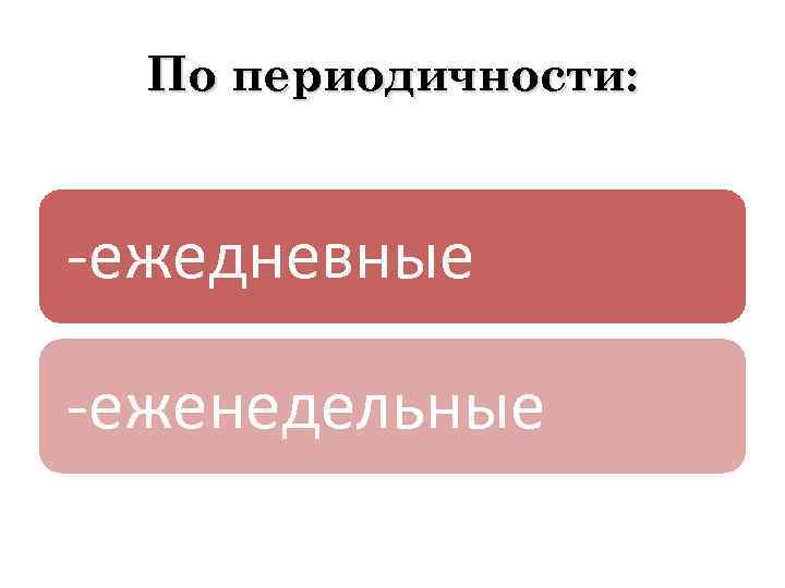 По периодичности: -ежедневные -еженедельные 