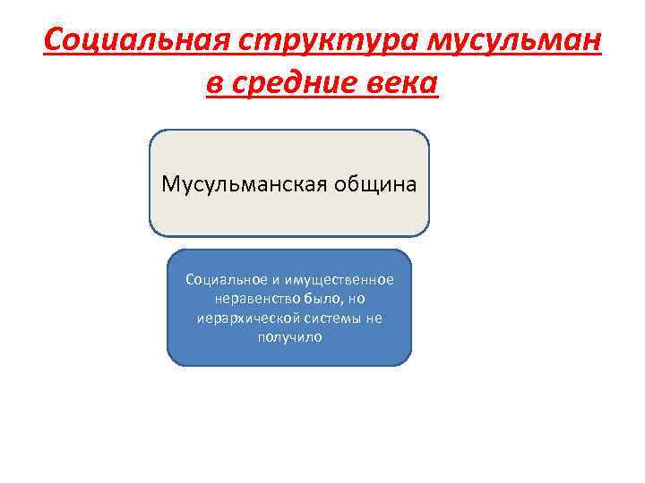 Социальная структура мусульман в средние века Мусульманская община Социальное и имущественное неравенство было, но