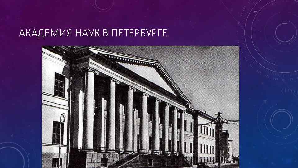 АКАДЕМИЯ НАУК В ПЕТЕРБУРГЕ 
