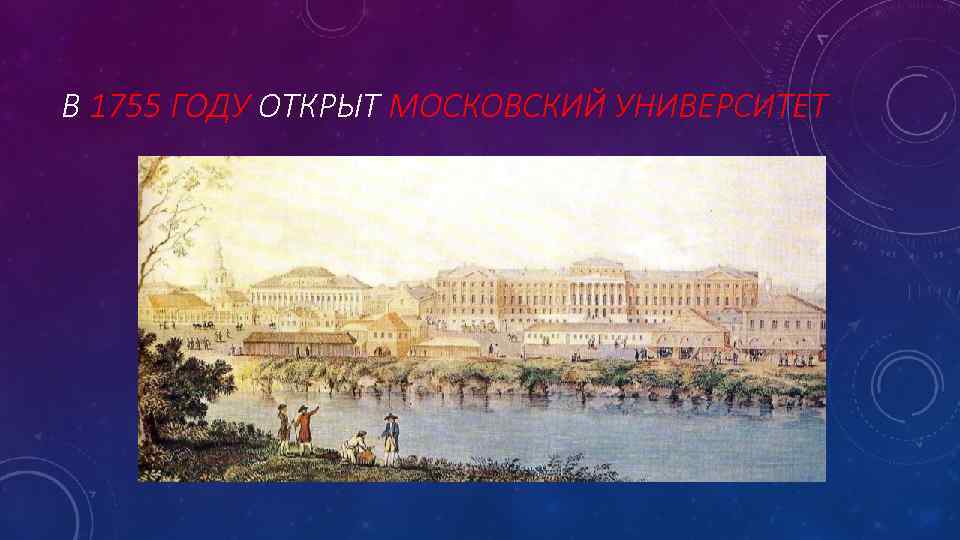 В 1755 ГОДУ ОТКРЫТ МОСКОВСКИЙ УНИВЕРСИТЕТ 