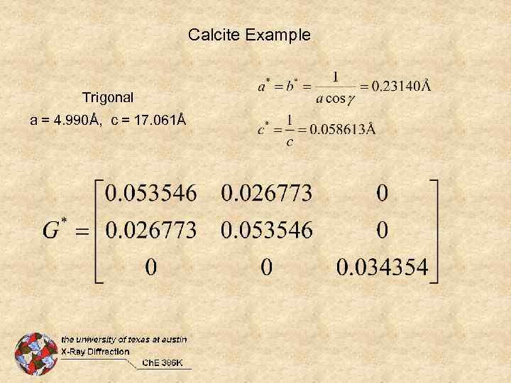 Calcite Example Trigonal a = 4. 990Å, c = 17. 061Å 