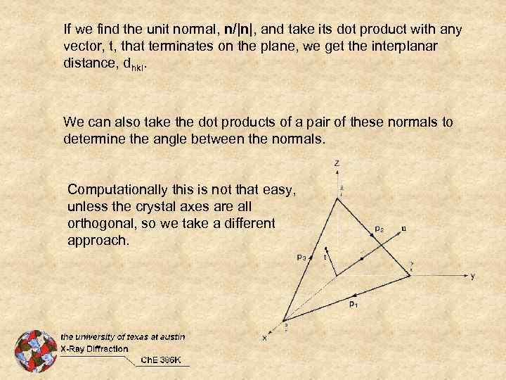 If we find the unit normal, n/|n|, and take its dot product with any