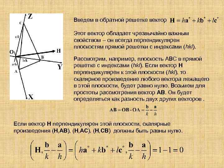 Введем в обратной решетке вектор Этот вектор обладает чрезвычайно важным свойством – он всегда