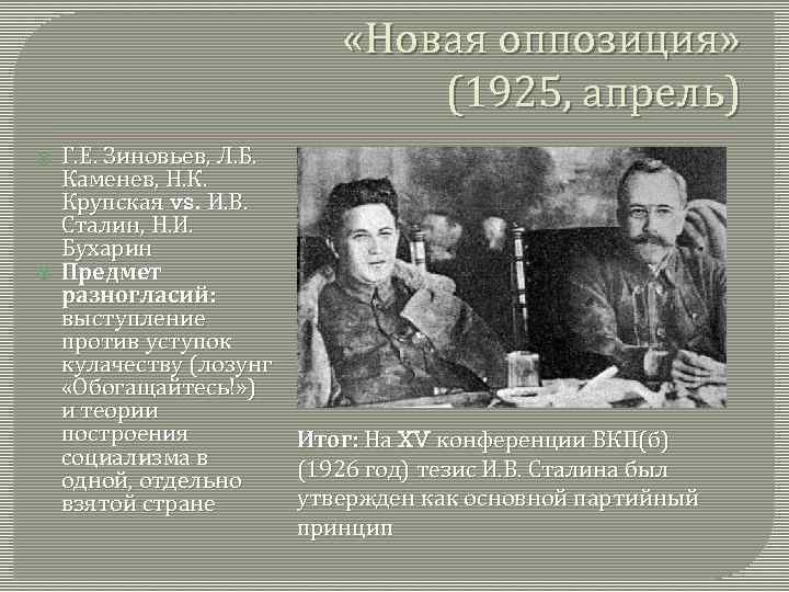  «Новая оппозиция» (1925, апрель) Г. Е. Зиновьев, Л. Б. Каменев, Н. К. Крупская