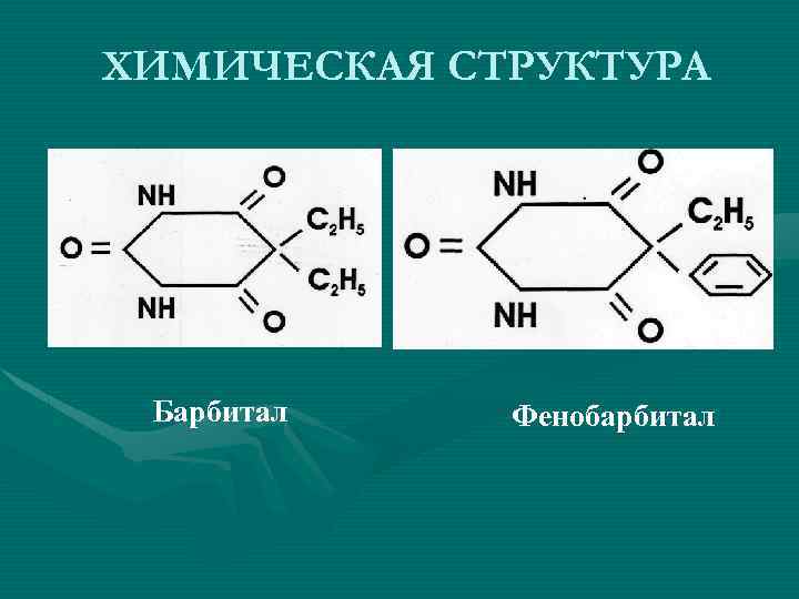 ХИМИЧЕСКАЯ СТРУКТУРА Барбитал Фенобарбитал 