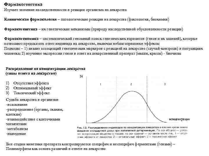 Фармакогенетика Изучает значение наследственности в реакции организма на лекарства Клиническая фармакология – патологические реакции