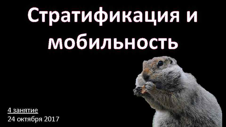 Стратификация и мобильность 4 занятие 24 октября 2017 