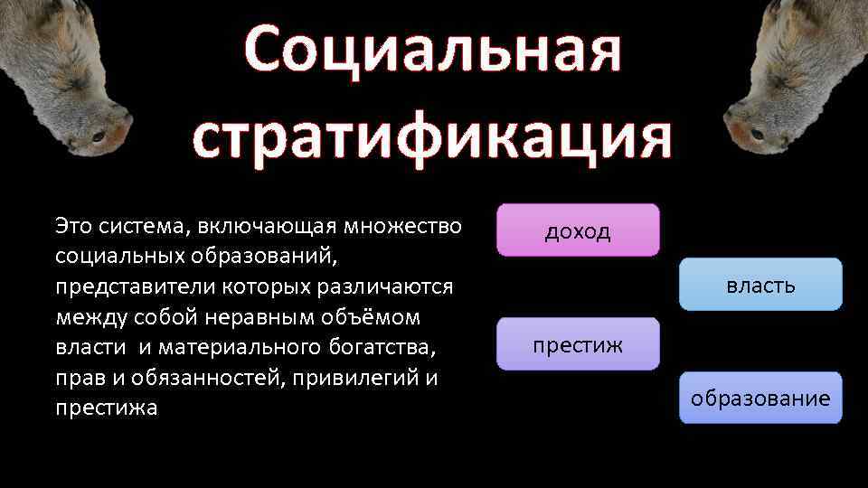 Социальная стратификация Это система, включающая множество социальных образований, представители которых различаются между собой неравным