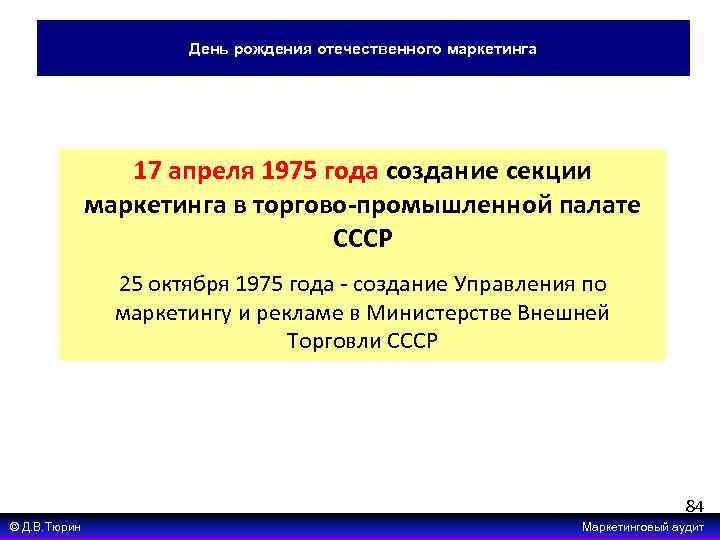 День рождения отечественного маркетинга 17 апреля 1975 года создание секции маркетинга в торгово-промышленной палате