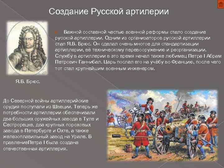 Создание Русской артилерии Важной составной частью военной реформы стало создание русской артиллерии. Одним из