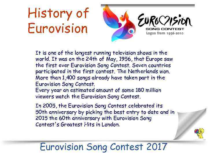 History of Eurovision It is one of the longest running television shows in the