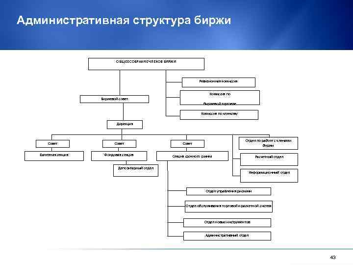 Административная структура биржи ОБЩЕЕ СОБРАНИЕ ЧЛЕНОВ БИРЖИ Ревизионная комиссия Комиссия по Биржевой совет биржевой