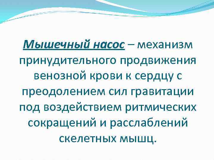 Мышечный насос – механизм принудительного продвижения венозной крови к сердцу с преодолением сил гравитации