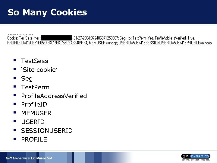 So Many Cookies § § § § § Test. Sess ‘Site cookie’ Seg Test.