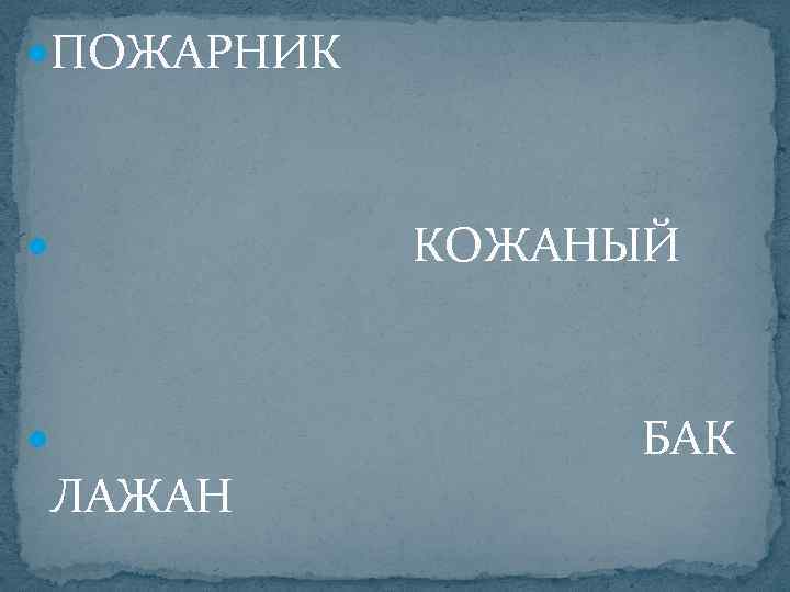  ПОЖАРНИК КОЖАНЫЙ БАК ЛАЖАН 