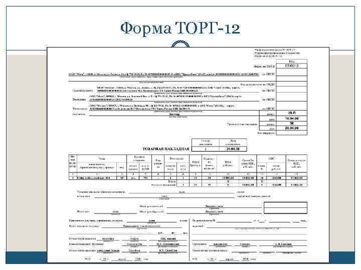 Форма ТОРГ-12 