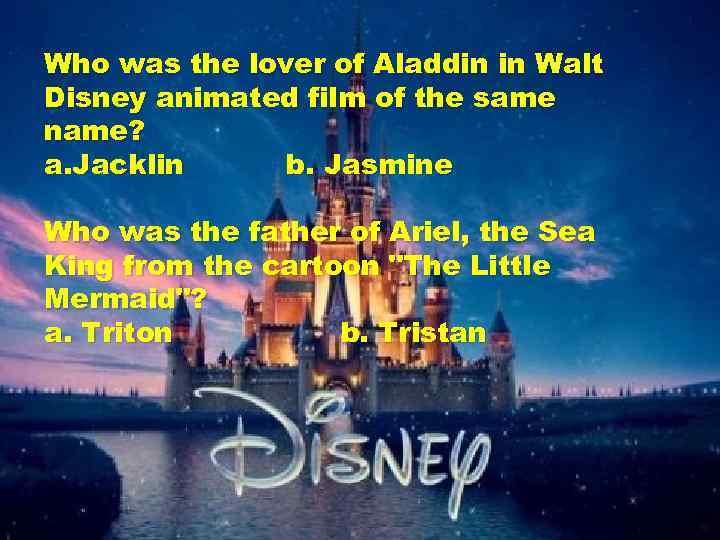 Who was the lover of Aladdin in Walt Disney animated film of the same