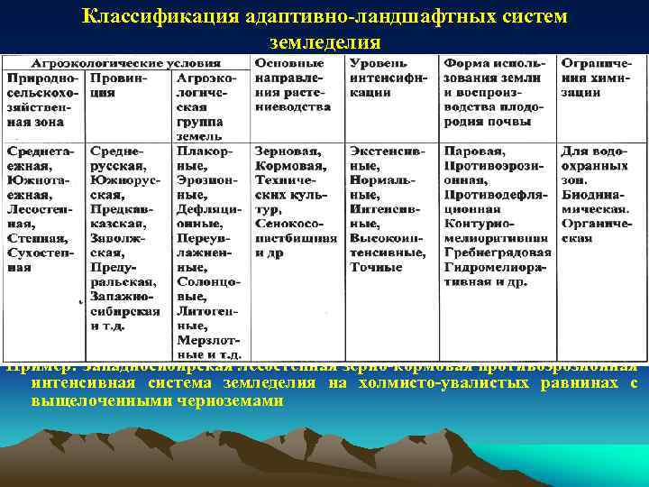 Интенсивная система. Классификация адаптивно-ландшафтных систем земледелия. Агроэкологическая типология земель.