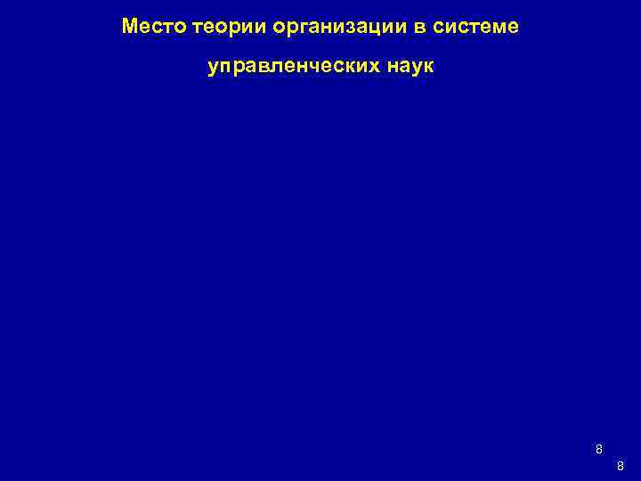 Место теории организации в системе управленческих наук 8 8 