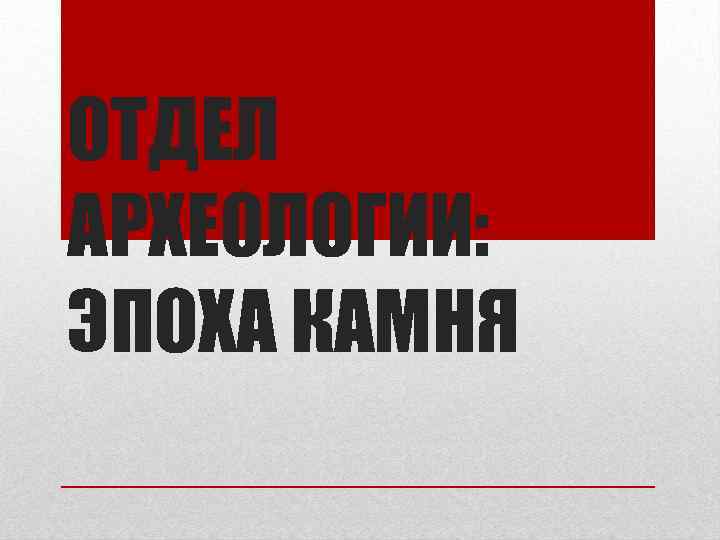ОТДЕЛ АРХЕОЛОГИИ: ЭПОХА КАМНЯ 