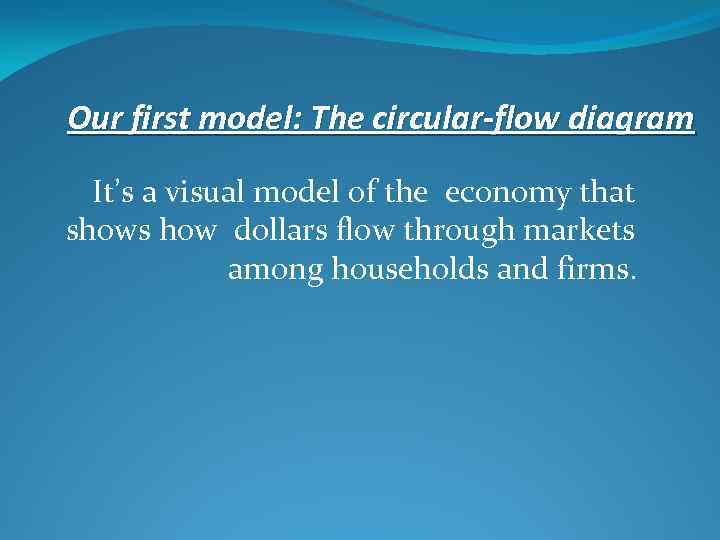 Our first model: The circular-flow diagram It’s a visual model of the economy that