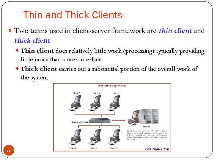 Thin and Thick Clients Two terms used in client-server framework are thin client and