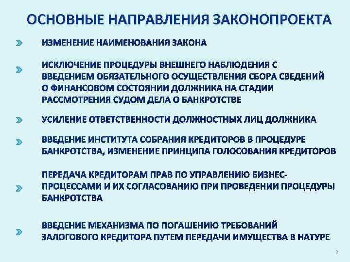 ОСНОВНЫЕ НАПРАВЛЕНИЯ ЗАКОНОПРОЕКТА 2 