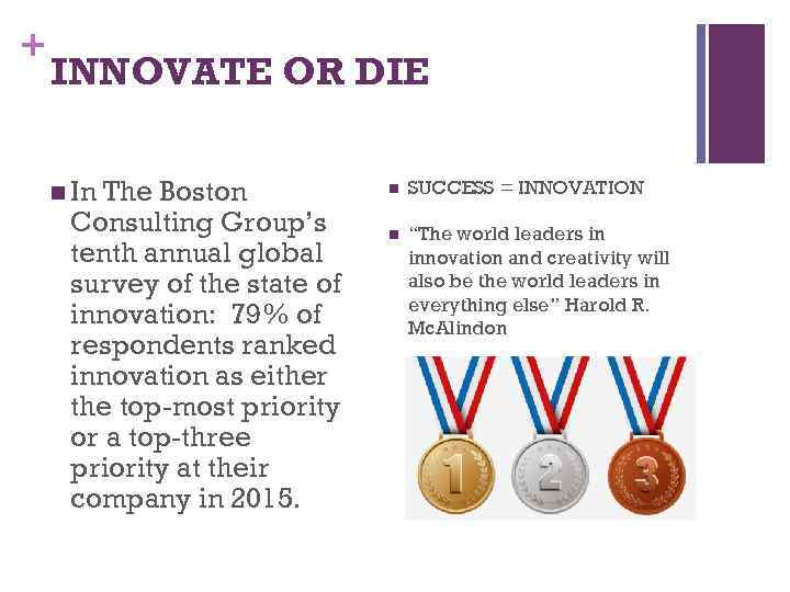 + INNOVATE OR DIE n In The Boston Consulting Group’s tenth annual global survey