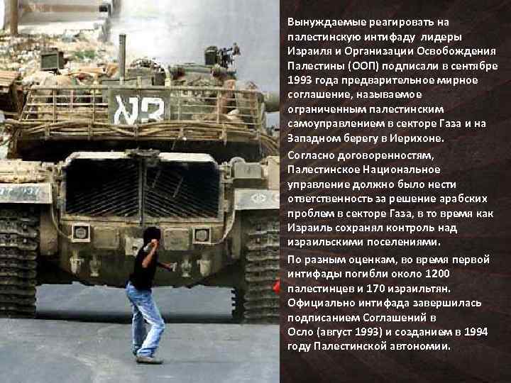  • • • Вынуждаемые реагировать на палестинскую интифаду лидеры Израиля и Организации Освобождения