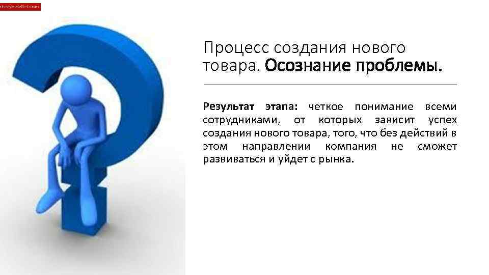 Процесс создания нового товара. Осознание проблемы. Результат этапа: четкое понимание всеми сотрудниками, от которых