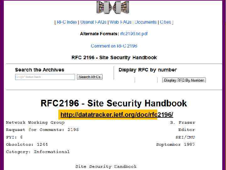 RFC 2196 (2) http: //datatracker. ietf. org/doc/rfc 2196/ 19 Copyright © 2012 M. E.