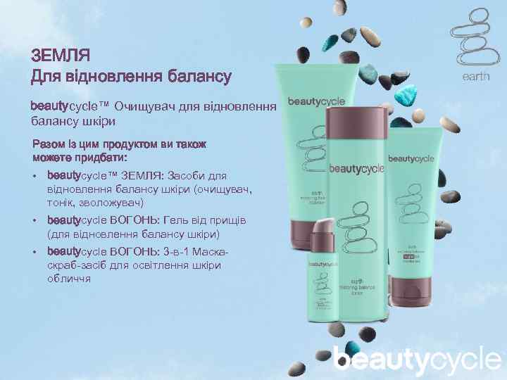 ЗЕМЛЯ Для відновлення балансу beautycycle™ Очищувач для відновлення балансу шкіри Разом із цим продуктом