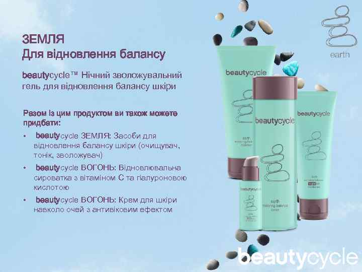 ЗЕМЛЯ Для відновлення балансу beautycycle™ Нічний зволожувальний гель для відновлення балансу шкіри Разом із