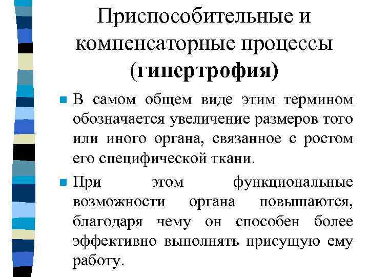 Приспособительные и компенсаторные процессы (гипертрофия) n n В самом общем виде этим термином обозначается