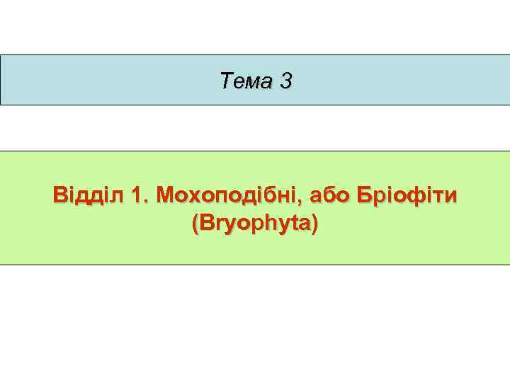 Тема 3 Відділ 1. Мохоподібні, або Бріофіти (Bryophyta) 