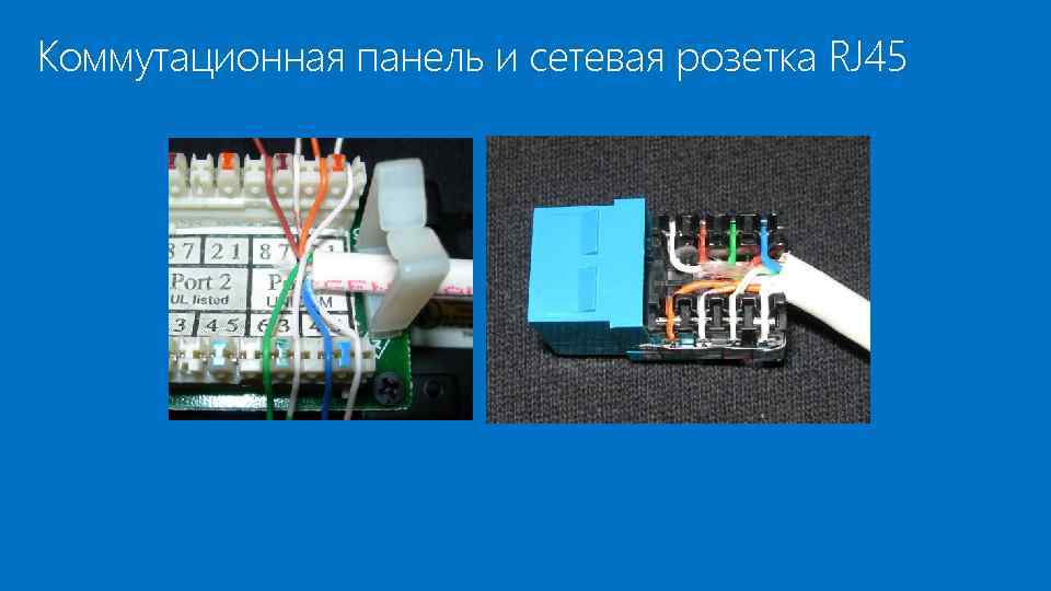 Коммутационная панель и сетевая розетка RJ 45 