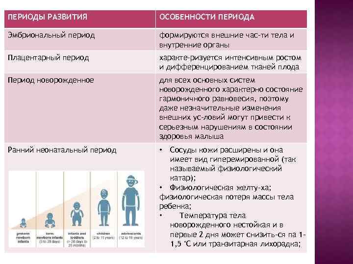 Особенности периодов