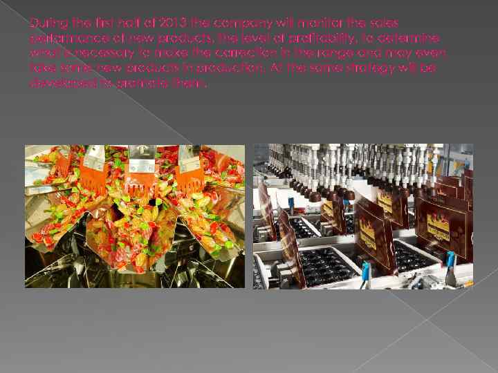 During the first half of 2013 the company will monitor the sales performance of