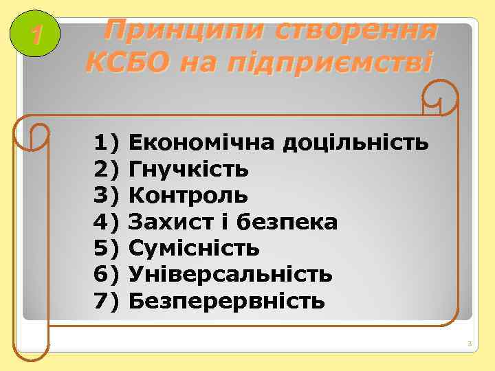 1 Принципи створення КСБО на підприємстві 1) 2) 3) 4) 5) 6) 7) Економічна