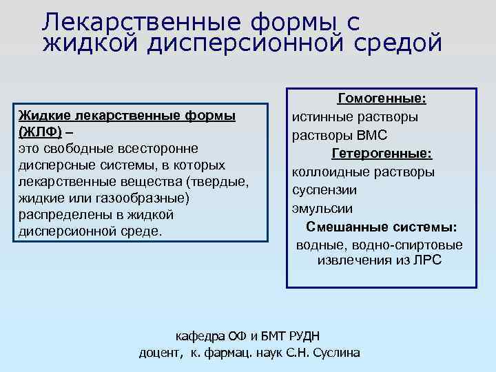 Лекарственные формы с жидкой дисперсионной средой Жидкие лекарственные формы (ЖЛФ) – это свободные всесторонне