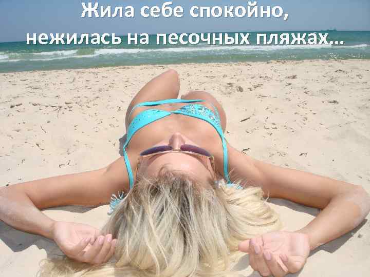 Жила себе спокойно, нежилась на песочных пляжах… 